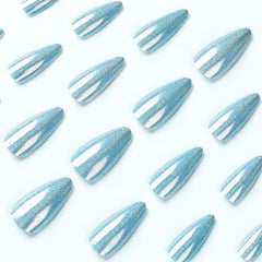 Laser Y2K Press On Nails Almond Shape Full Coverage Acrylic False Nails