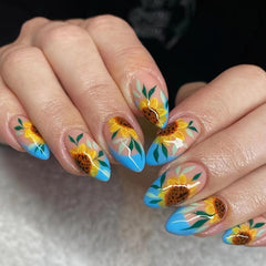 Sunflower French Tip Press On Nails Almond