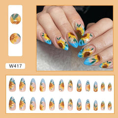 Sunflower French Tip Press On Nails Almond