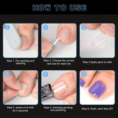 240PCS Soft Gel Toe Nail Tips Full Cover Matte Press On Toenails 12 Sizes
