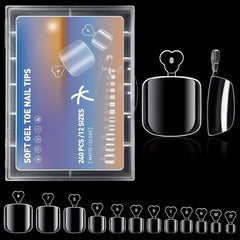 240PCS Soft Gel Toe Nail Tips Full Cover Matte Press On Toenails 12 Sizes