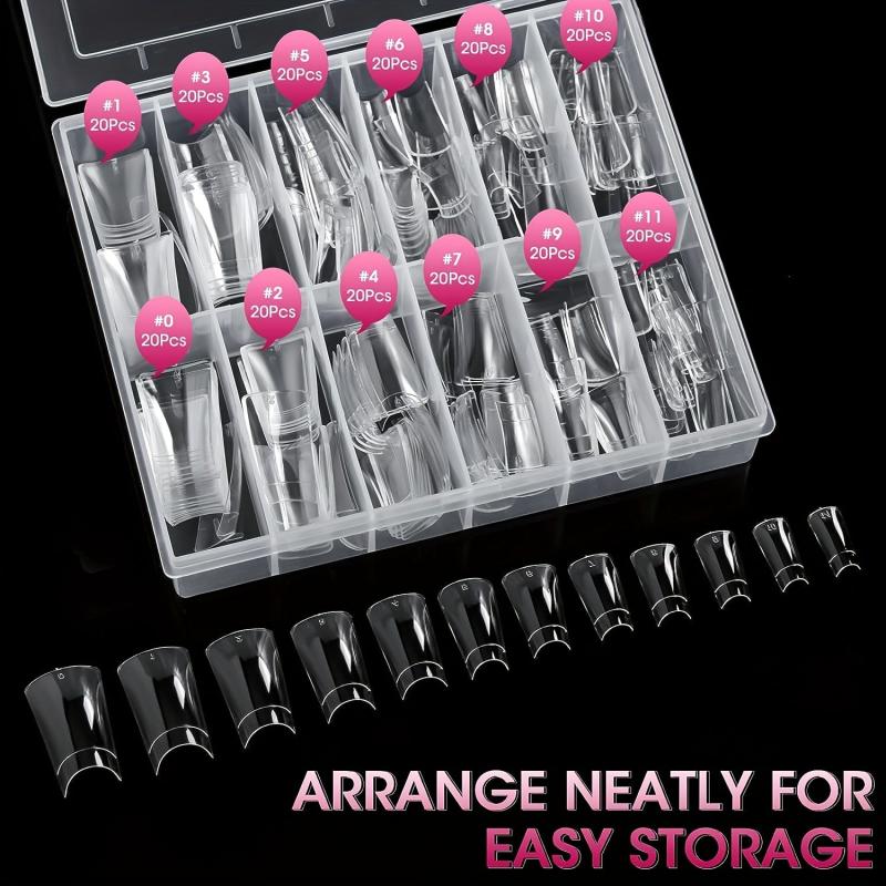 120pcs Duck Feet Nail Tips Curved False Nails Clear Natural For Y2K Salon