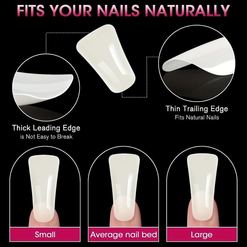 120pcs Duck Feet Nail Tips Curved False Nails Clear Natural For Y2K Salon