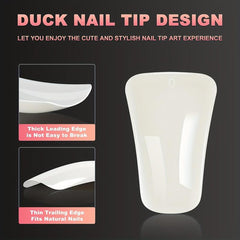 120pcs Duck Feet Nail Tips Curved False Nails Clear Natural For Y2K Salon
