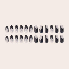 24 Pcs Butterfly Nail Patch Dark Long Length Gel Nail Kit