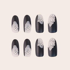 24 Pcs Butterfly Nail Patch Dark Long Length Gel Nail Kit