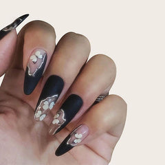 24 Pcs Butterfly Nail Patch Dark Long Length Gel Nail Kit
