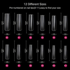 240 Pcs 4 5XL Tapered Square False Nails Tips Full Cover Acrylic Artificial Tip