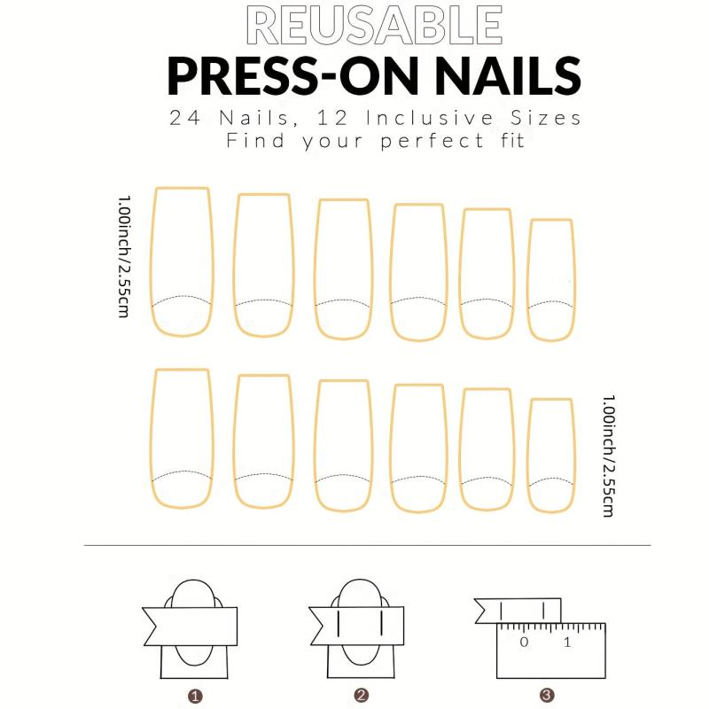 24pcs Pink French Tip Press On Nails Long Coffin Glossy Rose Red Edge