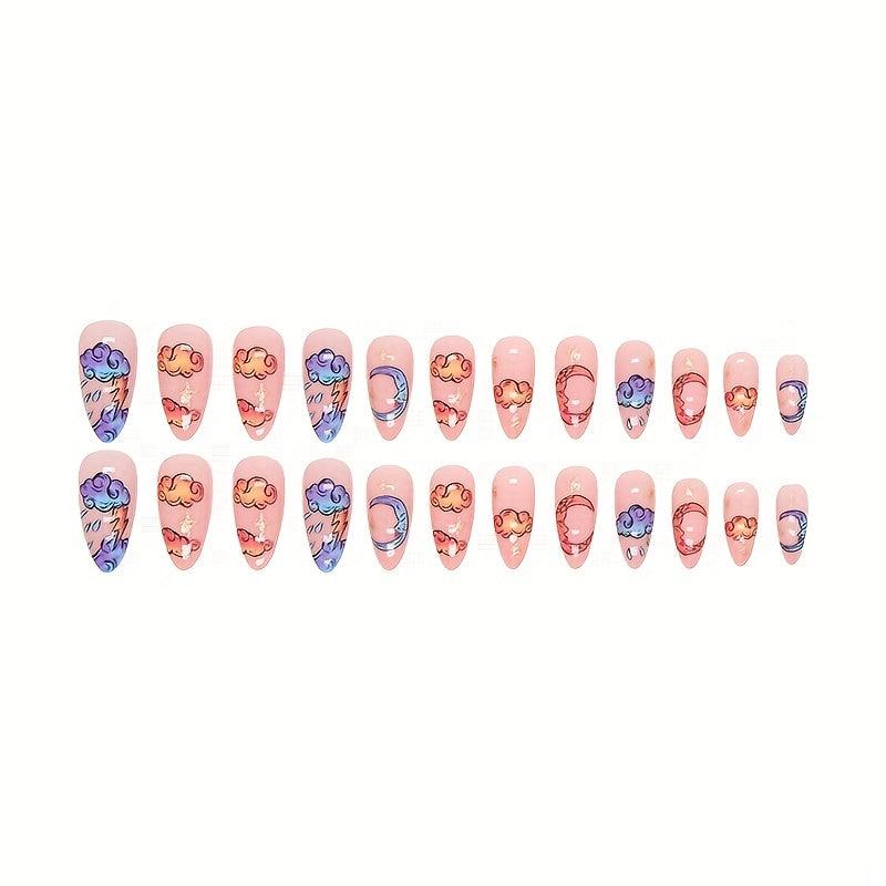 24pcs Pink Press On Nails for Women and Girls