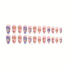 24pcs Pink Press On Nails for Women and Girls