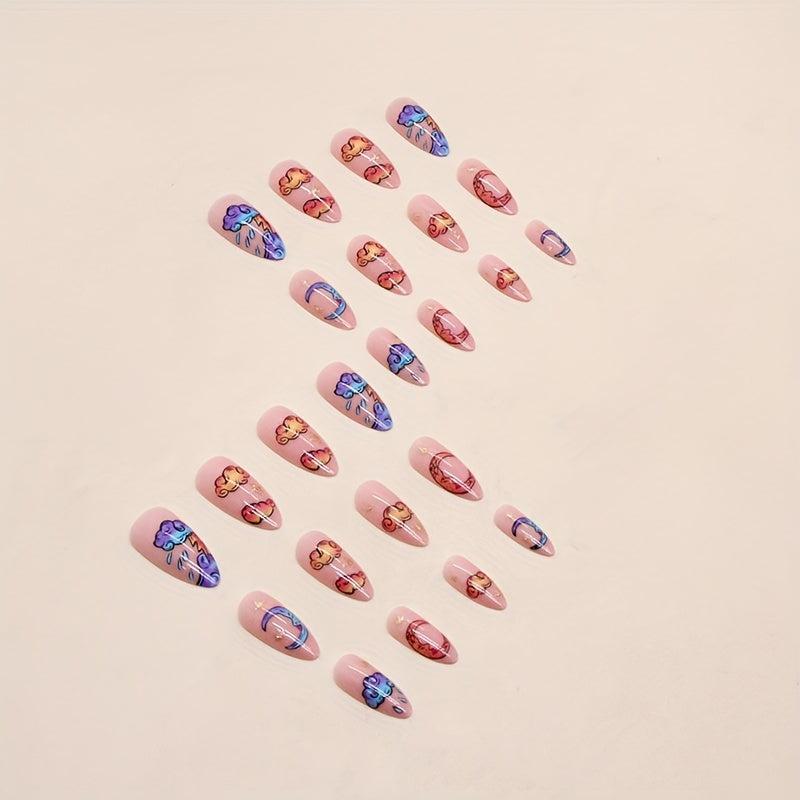 24pcs Pink Press On Nails for Women and Girls