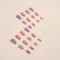 24pcs Pink Press On Nails for Women and Girls