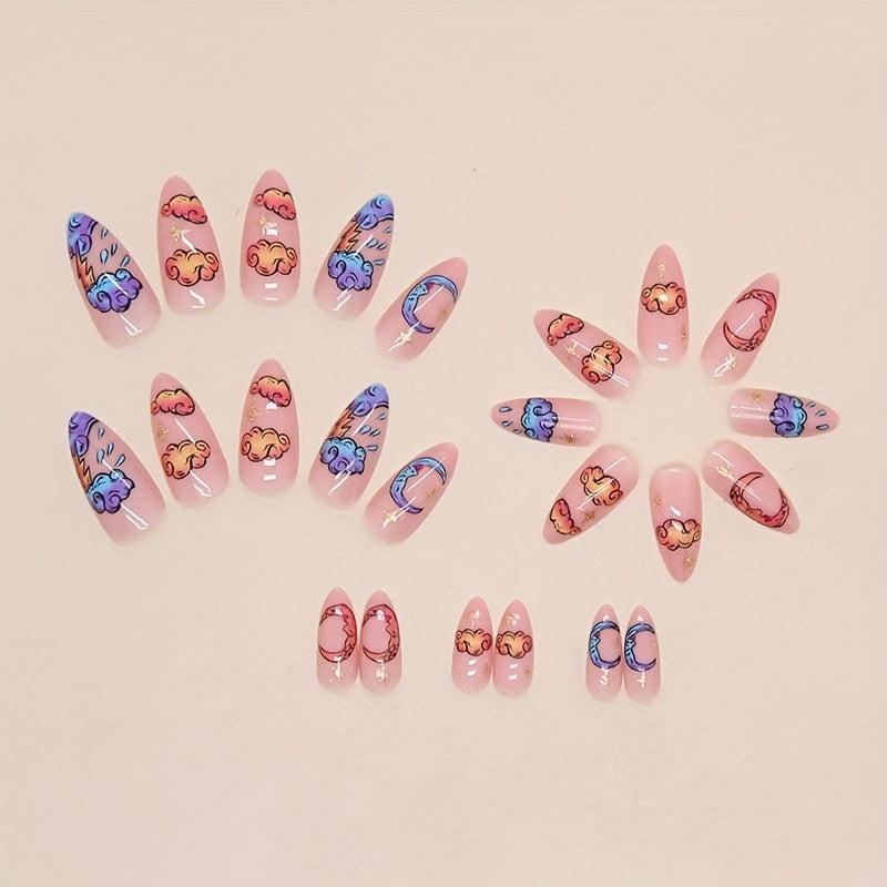 24pcs Pink Press On Nails for Women and Girls