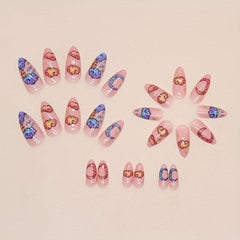 24pcs Pink Press On Nails for Women and Girls