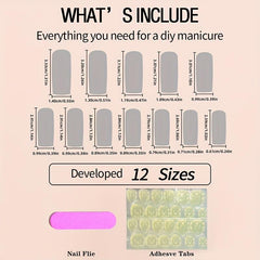 24pcs Nude Acrylic False Rhinestone Nails Long Lasting