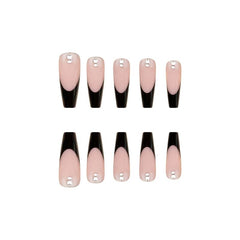 24pcs Nude Acrylic False Rhinestone Nails Long Lasting