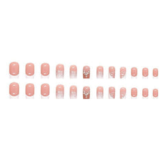 24pcs Rhinestone Silver Glitter French Tip Press-On Nails for Women and Girls