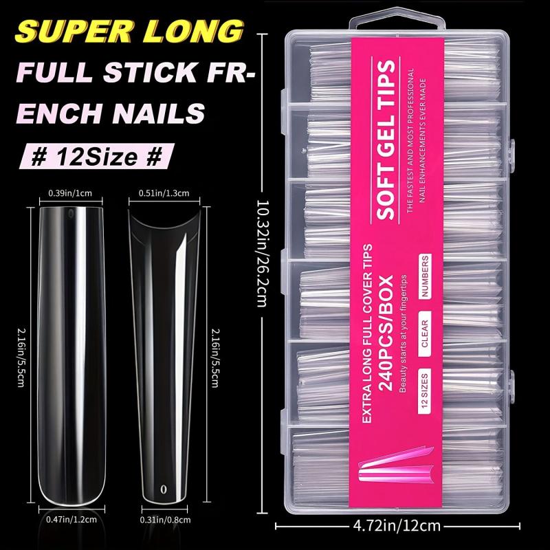 YADADA Full Cover Clear False Nail Tips 240 Pcs