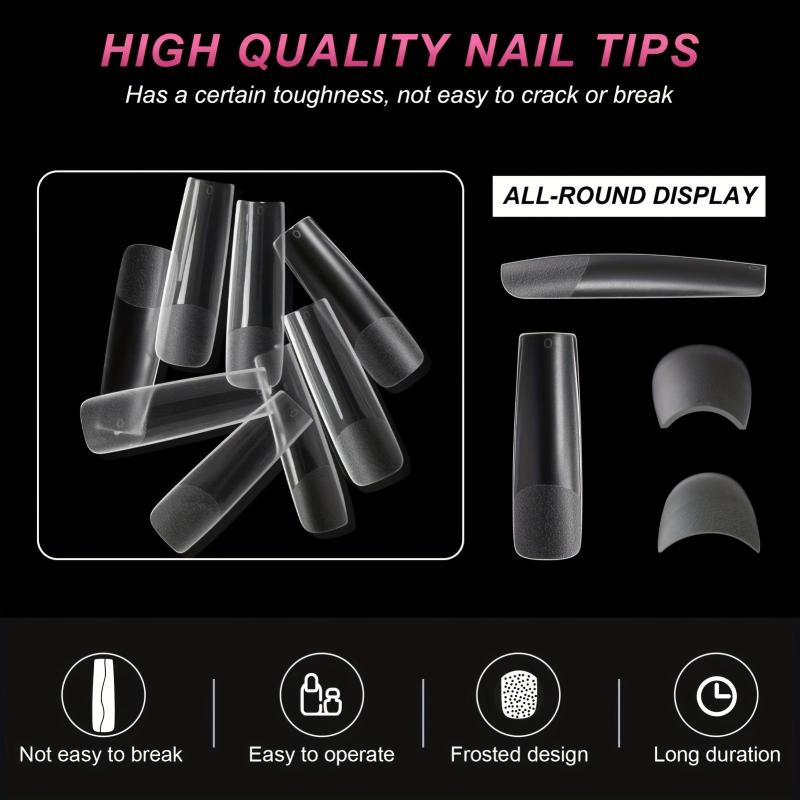 240pcs Half Matte Clear Acrylic Nail Tips