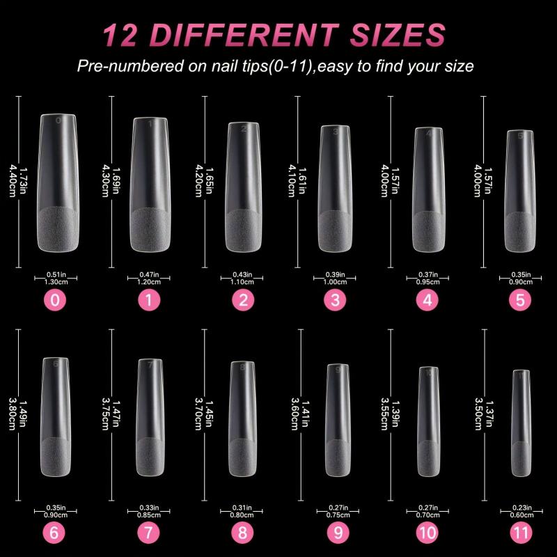 240pcs Half Matte Clear Acrylic Nail Tips