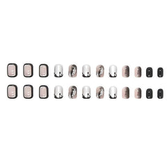 Silvery Square Press On Nails with Designs