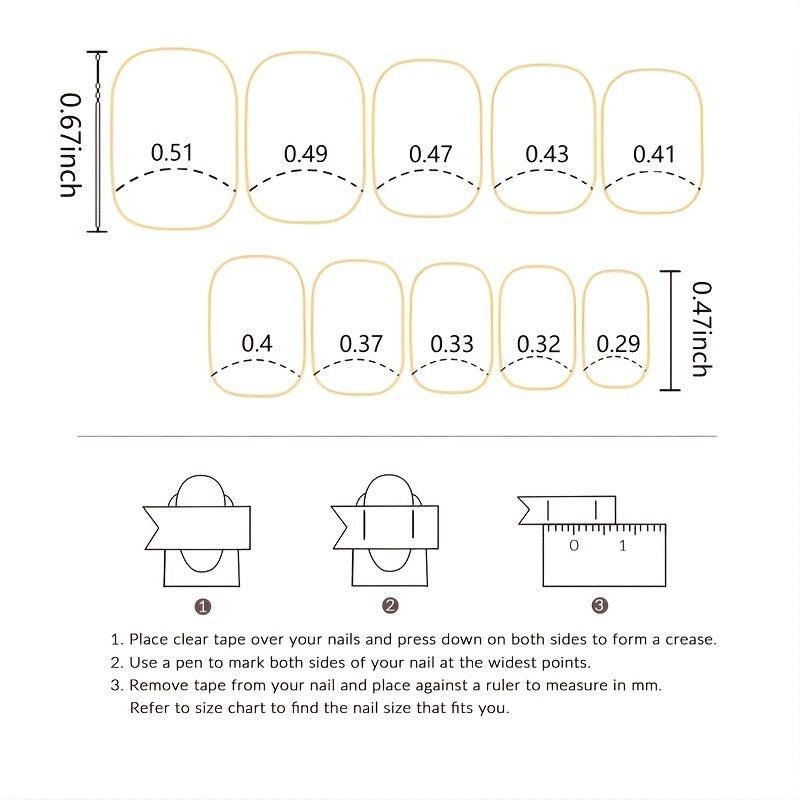 Silvery Square Press On Nails with Designs
