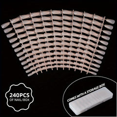 240pcs Nude Acrylic Nail Tips Medium Ballet False Nail Extension Manicure