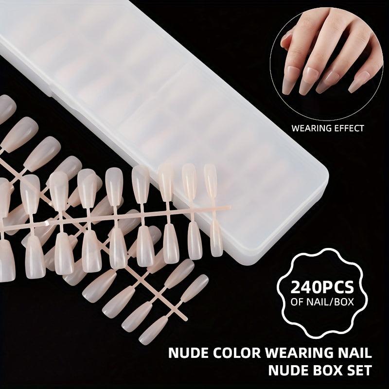 240pcs Nude Acrylic Nail Tips Medium Ballet False Nail Extension Manicure
