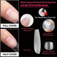 100pcs Matte Clear Gel Nail Tips Medium Ballerina Shape False Nail Tips