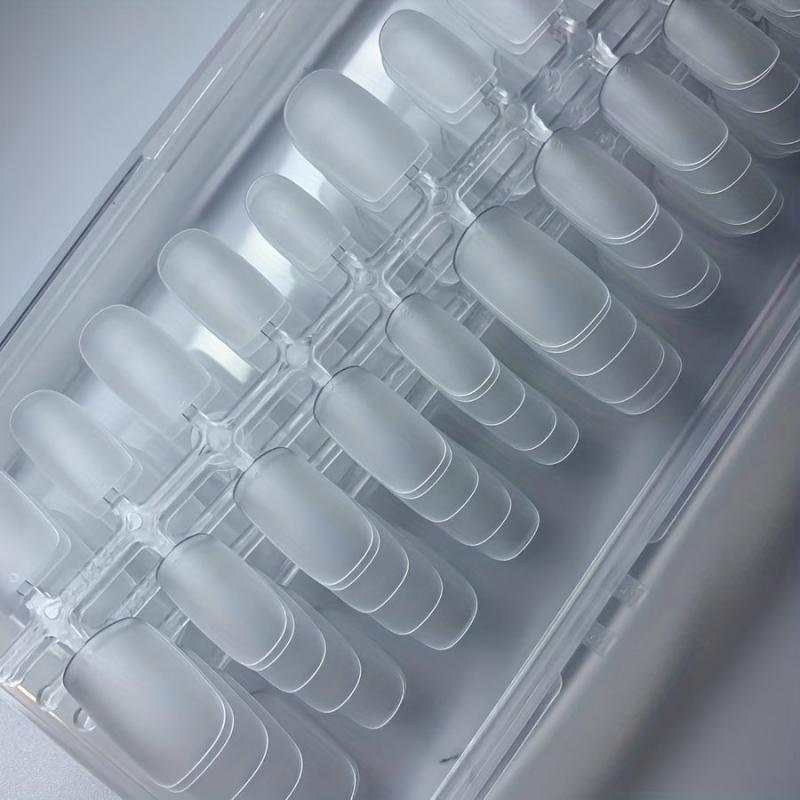 300pcs Matte Clear Short Square Gel Nail Tips