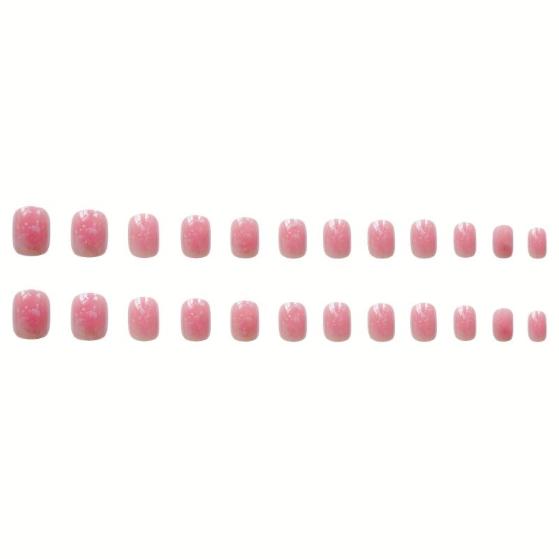 24pcs Winter Pink Acrylic Press On Nails Full Cover Gradient Glue On False Nails