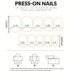 24pcs Winter Pink Acrylic Press On Nails Full Cover Gradient Glue On False Nails