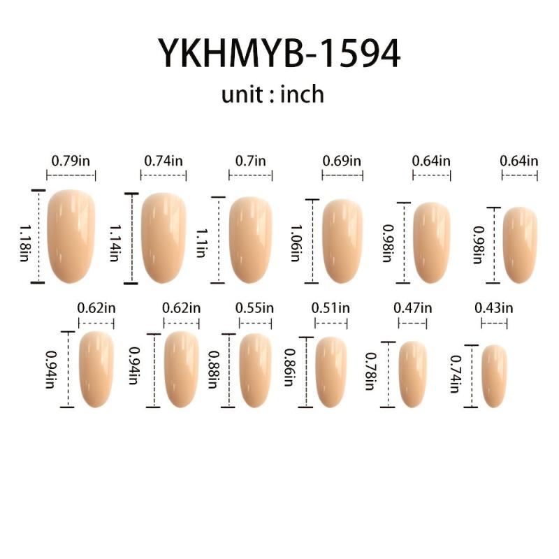 Glossy Almond Press On Nails French Tip False Nails