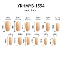 Glossy Almond Press On Nails French Tip False Nails