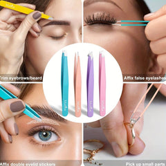 6-Piece Eyebrow Tweezers Set with Scissors Brush Stainless Steel