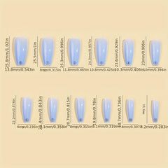24pcs Glossy Ballet Press On Nails Square False Nails for Women and Girls