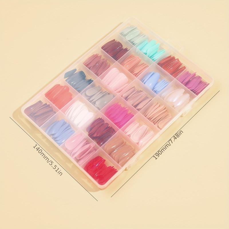 24pcs Glossy Ballet Press On Nails Square False Nails for Women and Girls