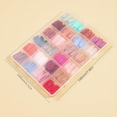 24pcs Glossy Ballet Press On Nails Square False Nails for Women and Girls
