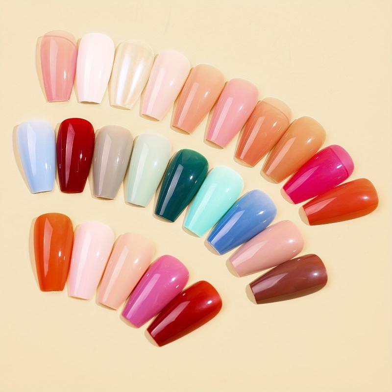 24pcs Glossy Ballet Press On Nails Square False Nails for Women and Girls