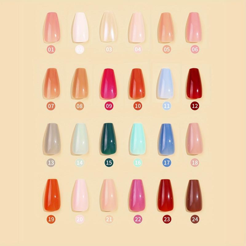 24pcs Glossy Ballet Press On Nails Square False Nails for Women and Girls