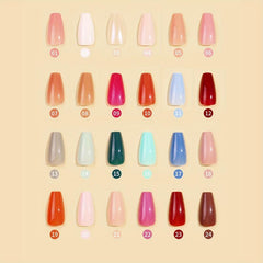24pcs Glossy Ballet Press On Nails Square False Nails for Women and Girls
