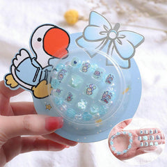 12 Pcs Short Square Press On Nails Cartoon Designs Glossy False Nails