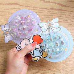 12 Pcs Short Square Press On Nails Cartoon Designs Glossy False Nails