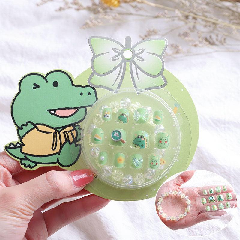 12 Pcs Short Square Press On Nails Cartoon Designs Glossy False Nails