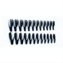 24 Glossy Gray Coffin French Tips Press On Nails Full Cover Ballerina Mani