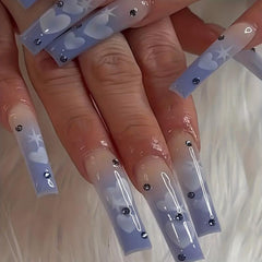 Rhinestone Press On Nails Medium Length Set