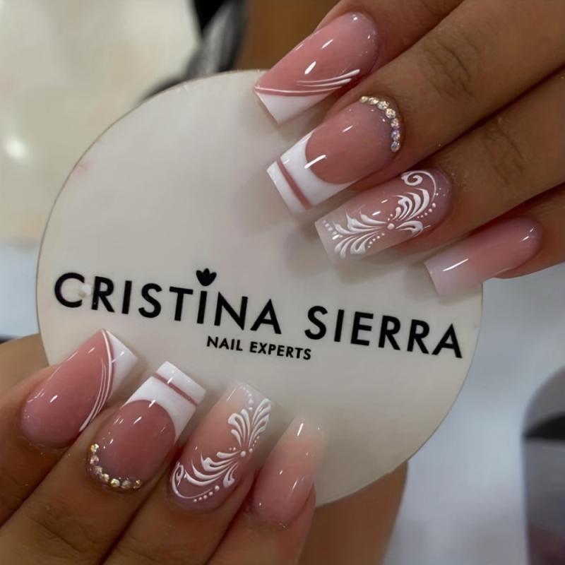 Rhinestone Press On Nails Medium Length Set