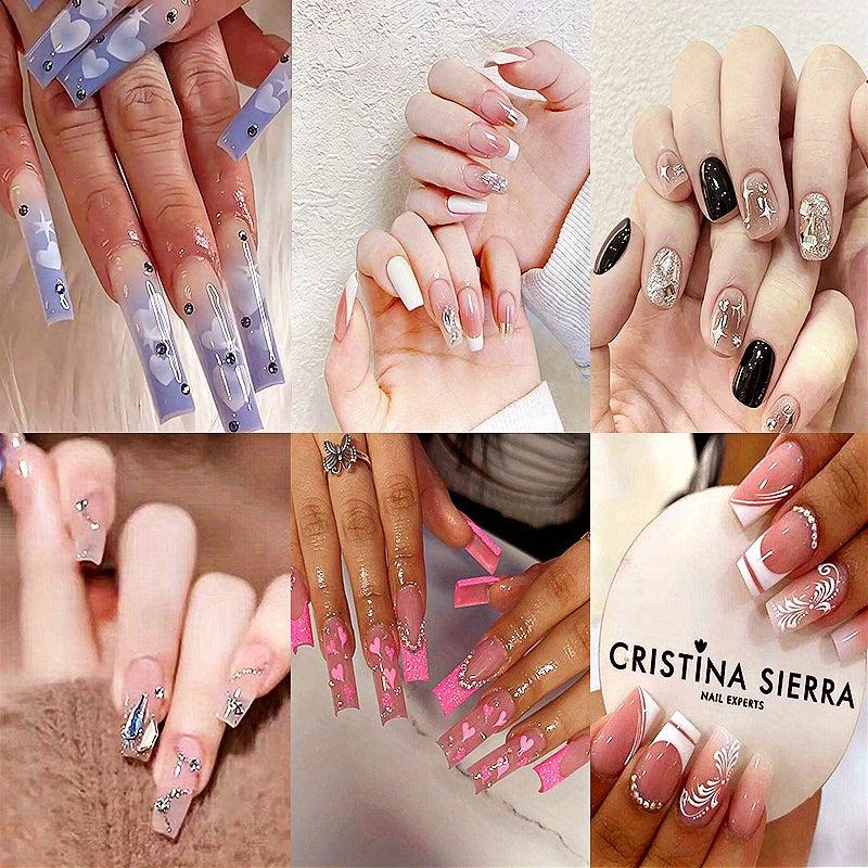 Rhinestone Press On Nails Medium Length Set
