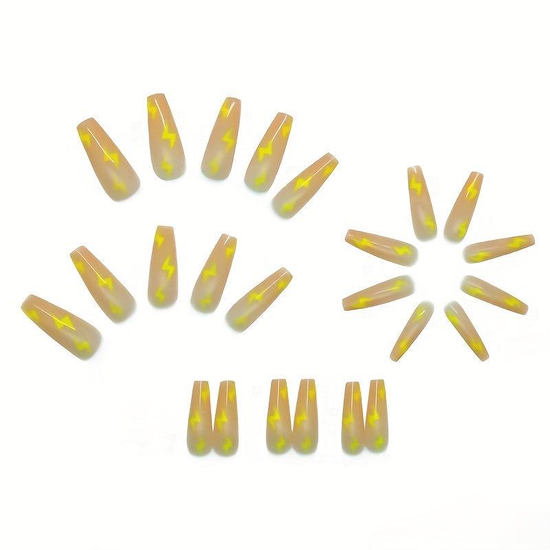 24 PCS Faux Nails With Glue & Jelly Gum Multiple Colors & Finishes